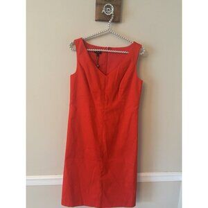 NWT Talbots Petite Womens Size 4P Red Orange Sheath Dress Sleeveless V-Neck